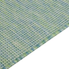 vidaXL Lauko kilimėlis, turkio spalvos, 160x230cm, plokščio pynimo kaina ir informacija | Kilimai | pigu.lt