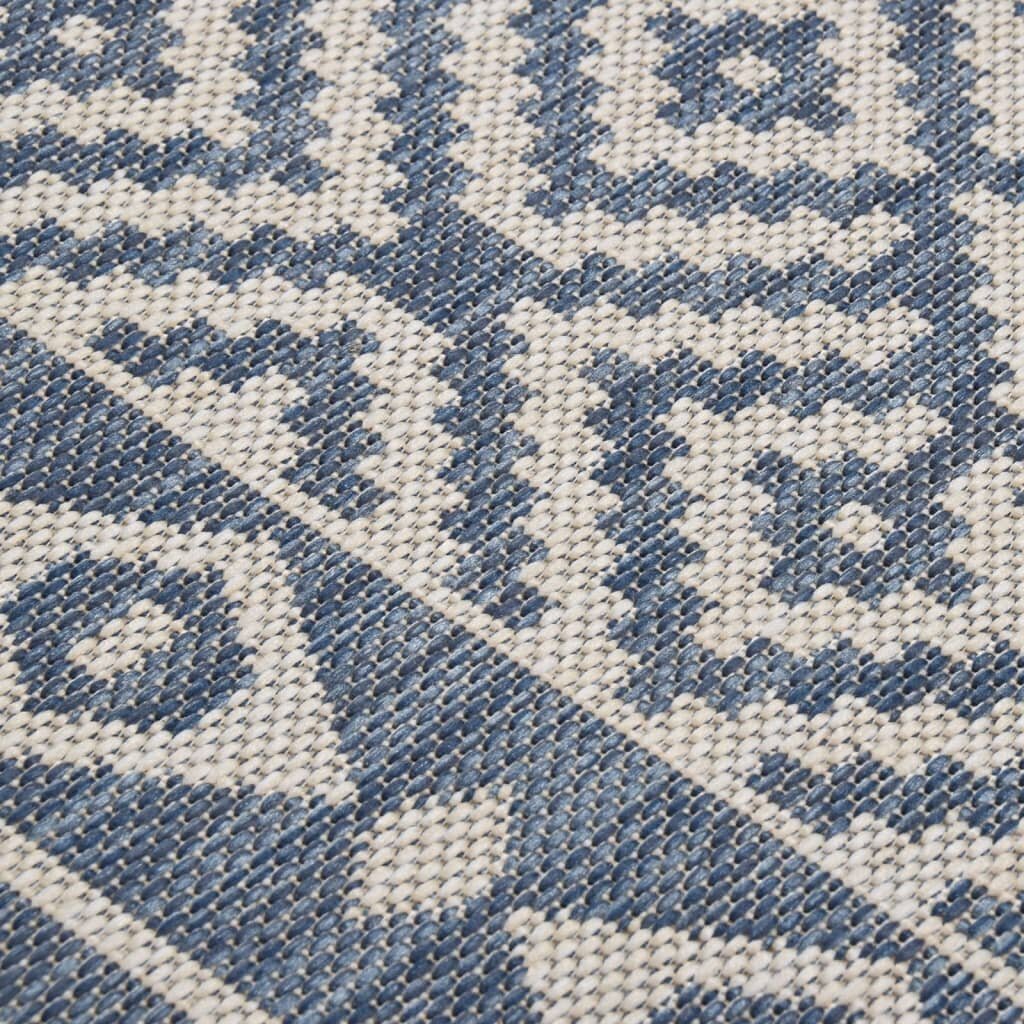 vidaXL Lauko kilimėlis, mėlynos spalvos, 80x150cm, plokščio pynimo kaina ir informacija | Kilimai | pigu.lt