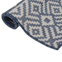 vidaXL Lauko kilimėlis, mėlynos spalvos, 80x150cm, plokščio pynimo цена и информация | Ковры | pigu.lt