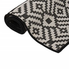 vidaXL Lauko kilimėlis, juodos spalvos, 80x150cm, plokščio pynimo kaina ir informacija | Kilimai | pigu.lt