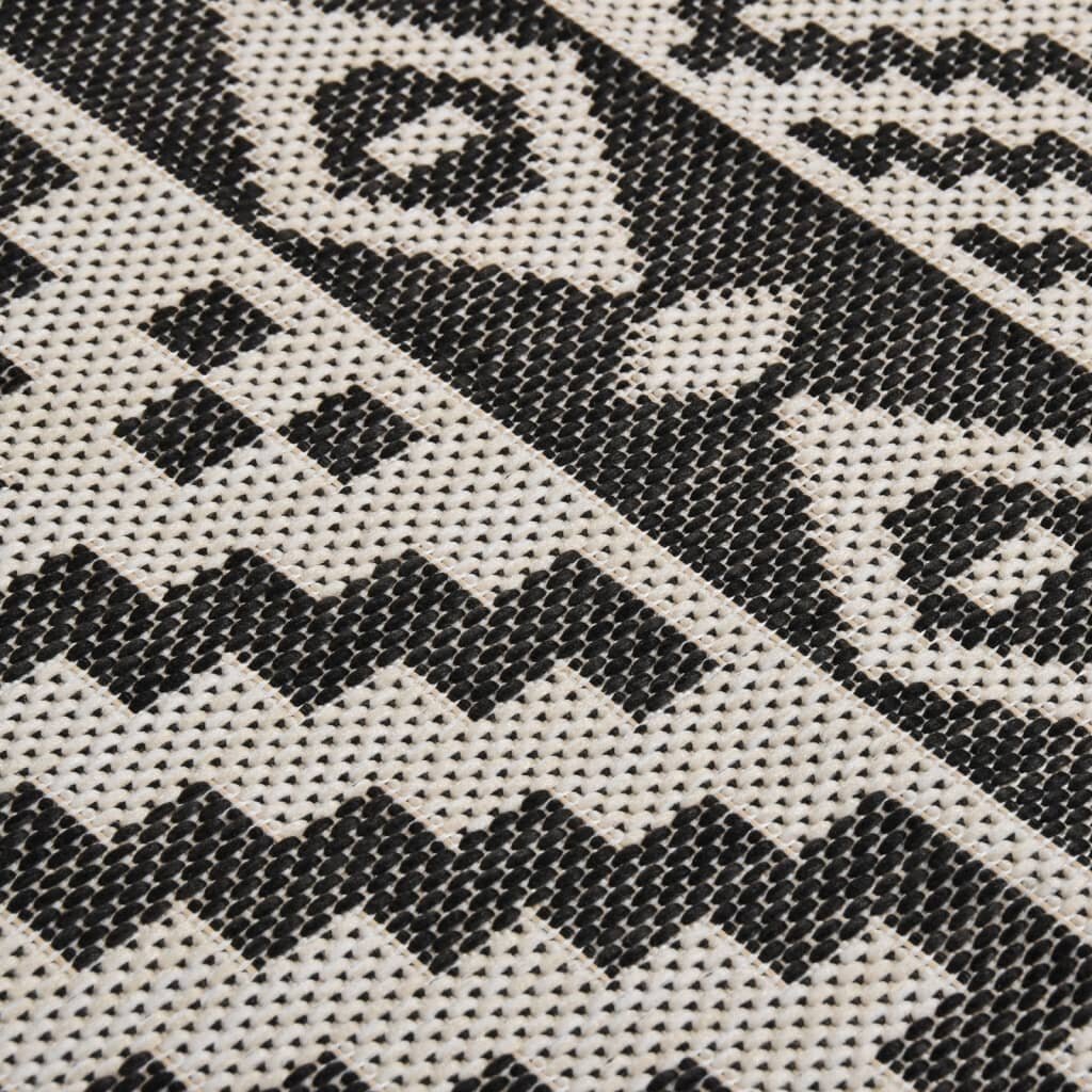 vidaXL Lauko kilimėlis, juodos spalvos, 80x150cm, plokščio pynimo kaina ir informacija | Kilimai | pigu.lt