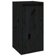 vidaXL Sieninė spintelė, juoda, 30x30x60cm, pušies medienos masyvas kaina ir informacija | Lentynos | pigu.lt