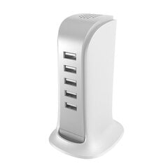 Dudao charger 5x USB with built-in power cable EU white (A5EU) kaina ir informacija | Krovikliai telefonams | pigu.lt