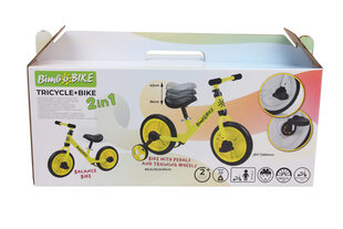 Balansinis dviratukas Bimbo Bike 2in1 Bike, juodas/geltonas kaina ir informacija | Balansiniai dviratukai | pigu.lt