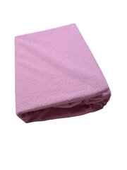 Водостойкая махровая простыня на резинке, розовая 80x160 см цена и информация | Простыни | pigu.lt
