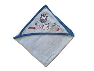 Kūdikio rankšluostis su gobtuvu mėlynas 100x100 cm kaina ir informacija | Maudynių priemonės | pigu.lt