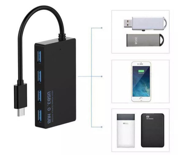 USB-C šakotuvas Zenwire 4x USB 3.0 kaina ir informacija | Adapteriai, USB šakotuvai | pigu.lt