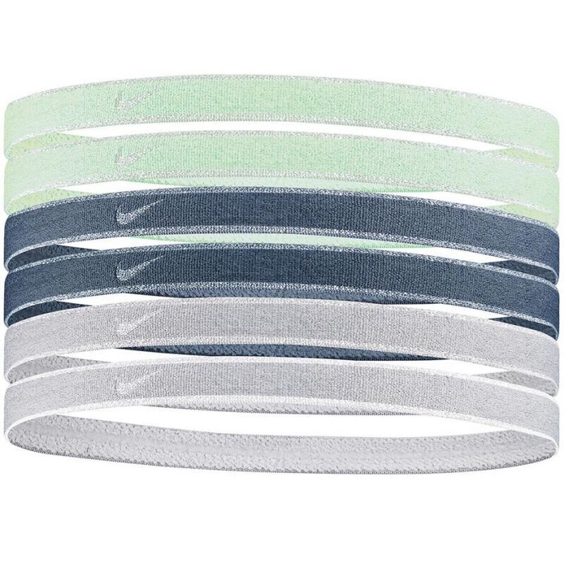Galvos juostos Nike Swoosh Sport Headbands, 6 vnt. N1002008316OS, mėtų/mėlynos/pilkos spalvų цена и информация | Plaukų aksesuarai | pigu.lt