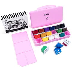 Profesionalus guašas ARRTX, 18x30 ml spalvų, rožinė dėžutė kaina ir informacija | Piešimo, tapybos, lipdymo reikmenys | pigu.lt
