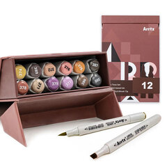 Dvipusiai markeriai - flomasteriai ARRTX Oros, 12 spalvų, žemės tonų kaina ir informacija | Piešimo, tapybos, lipdymo reikmenys | pigu.lt