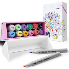 Двусторонние маркеры ARRTX Oros, 12 цветов, пастельные тона цена и информация | Принадлежности для рисования, лепки | pigu.lt