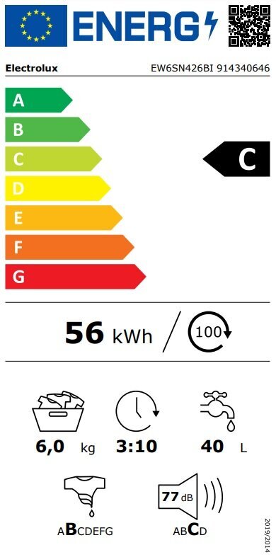 Electrolux EW6SN426BI цена и информация | Skalbimo mašinos | pigu.lt