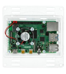 Dėklas skirtas Raspberry Pi 4B - akrilas Vesa V2 + ventiliatorius - skaidrus kaina ir informacija | Atviro kodo elektronika | pigu.lt