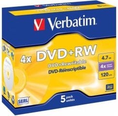 Matricas DVD+RW SERL Verbatim 4.7GB 4x, 5 vienetai, Jewel kaina ir informacija | Vinilinės plokštelės, CD, DVD | pigu.lt