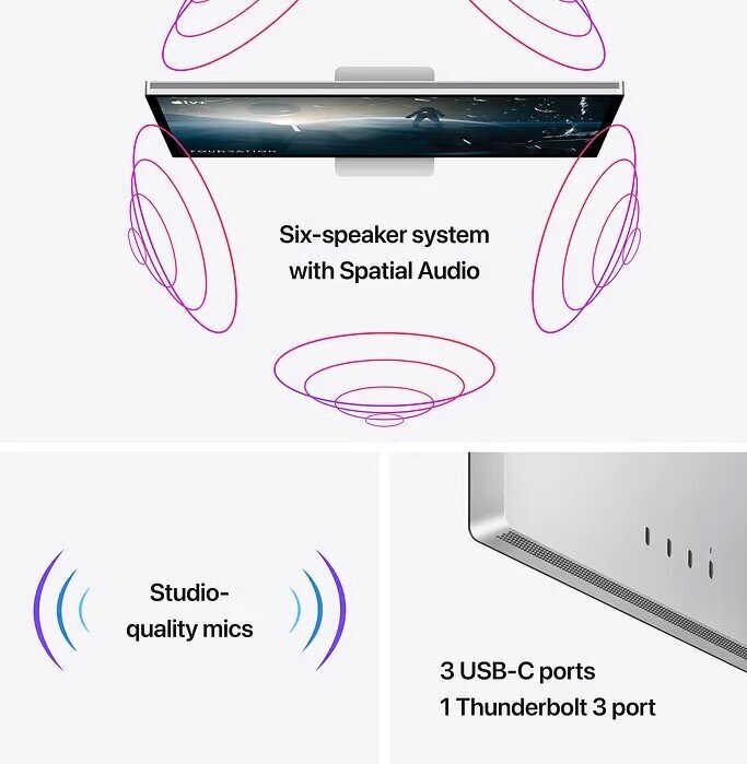 Apple Studio Display - Nano-Texture Glass - Tilt-Adjustable Stand - MMYW3Z/A kaina ir informacija | Monitoriai | pigu.lt