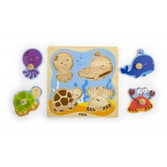 Medinė dėlionė Viga Jūros gyvūnai kaina ir informacija | Žaislai kūdikiams | pigu.lt