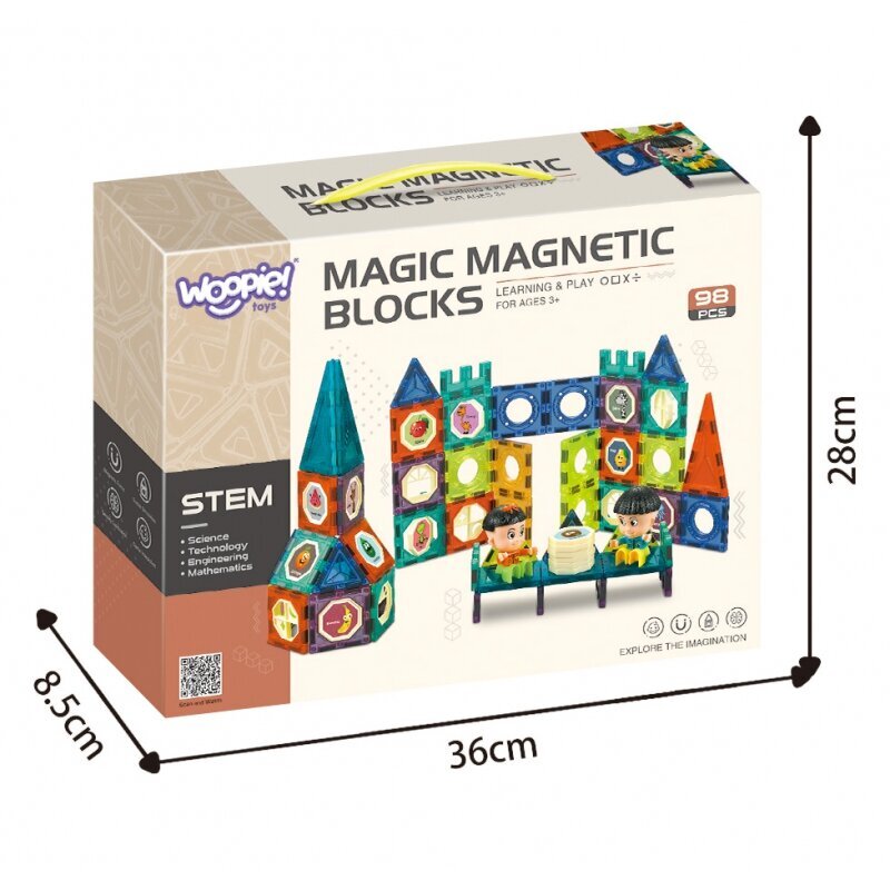 Magnetinės kaladėlės Woopie Light, 98vnt. цена и информация | Konstruktoriai ir kaladėlės | pigu.lt