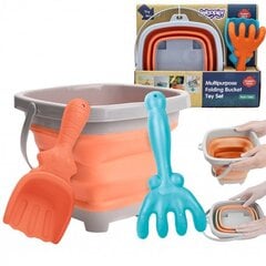Sulankstomas kibiras Woopie, su kastuvėliu ir grėbliuku, Orange kaina ir informacija | Vandens, smėlio ir paplūdimio žaislai | pigu.lt