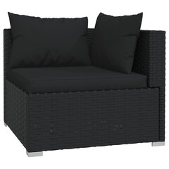 vidaXL Sodo komplektas su pagalvėlėmis, 9 dalių, juodas, poliratanas kaina ir informacija | Lauko baldų komplektai | pigu.lt