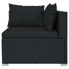 vidaXL Sodo komplektas su pagalvėlėmis, 7 dalių, juodas, poliratanas kaina ir informacija | Lauko baldų komplektai | pigu.lt