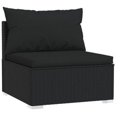 vidaXL Sodo komplektas su pagalvėlėmis, 8 dalių, juodas, poliratanas kaina ir informacija | Lauko baldų komplektai | pigu.lt