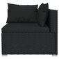 vidaXL Sodo komplektas su pagalvėlėmis, 4 dalių, juodas, poliratanas kaina ir informacija | Lauko kėdės, foteliai, pufai | pigu.lt