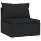 vidaXL Vidurinė sodo sofos dalis su pagalvėlėmis, juoda, poliratanas kaina ir informacija | Lauko kėdės, foteliai, pufai | pigu.lt