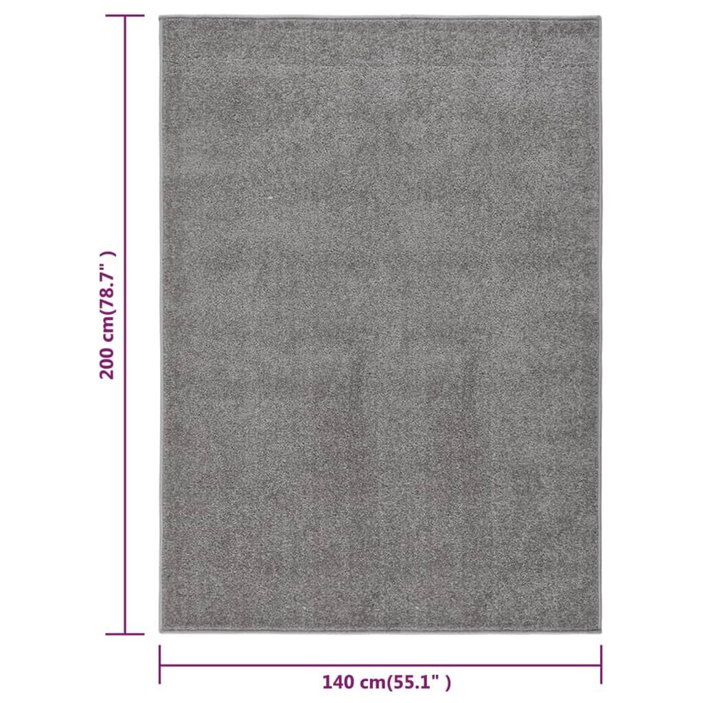 vidaXL Kilimėlis, pilkos spalvos, 140x200cm, trumpi šereliai kaina ir informacija | Kilimai | pigu.lt
