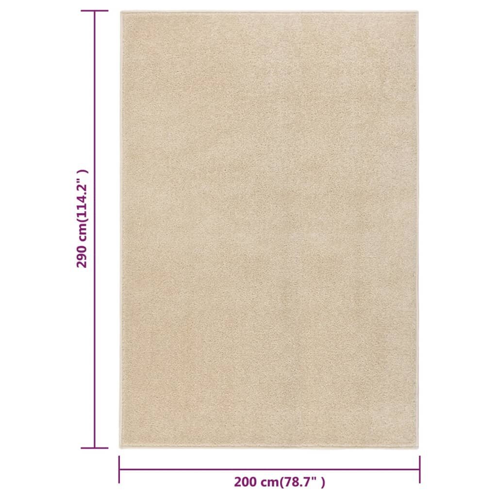 vidaXL Kilimėlis, smėlio spalvos, 200x290cm, trumpi šereliai kaina ir informacija | Kilimai | pigu.lt