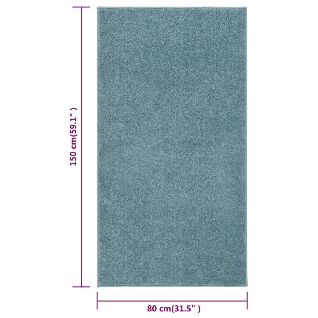 vidaXL Kilimėlis, mėlynos spalvos, 80x150cm, trumpi šereliai kaina ir informacija | Kilimai | pigu.lt