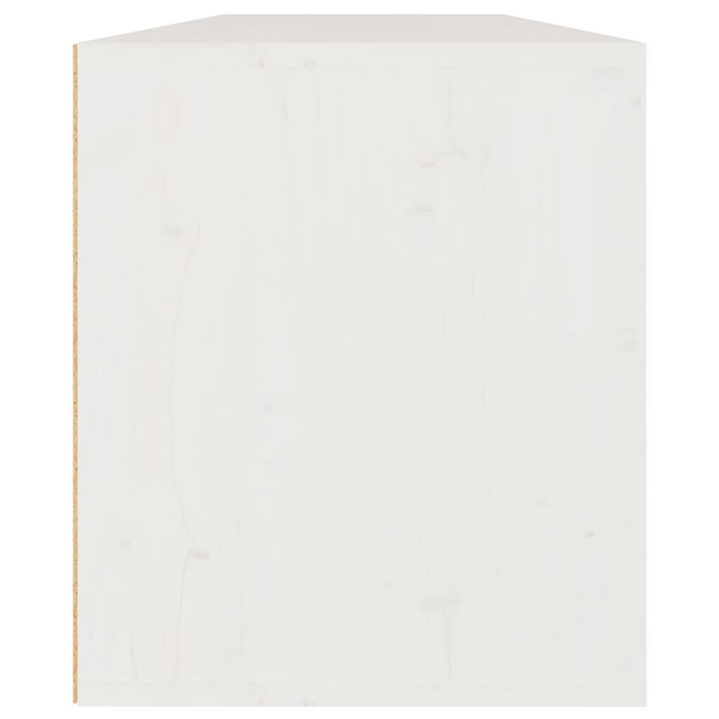vidaXL Sieninės spintelės, 2vnt., baltos, 60x30x35cm, pušies masyvas kaina ir informacija | Lentynos | pigu.lt