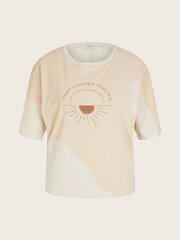 Tom Tailor moteriški marškinėliai, smėlio spalvos kaina ir informacija | Marškinėliai moterims | pigu.lt
