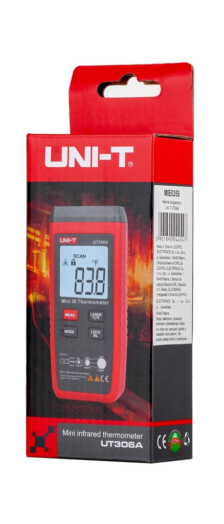 Infraraudonųjų spindulių temperatūros matuoklis Uni-T UT306A kaina ir informacija | Meteorologinės stotelės, termometrai | pigu.lt
