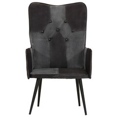 vidaXL Krėslas, juodos ir pilkos spalvos, tikra oda цена и информация | Кресла в гостиную | pigu.lt