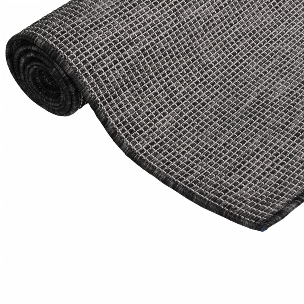 vidaXL Lauko kilimėlis, pilkos spalvos, 200x280cm, plokščio pynimo kaina ir informacija | Kilimai | pigu.lt