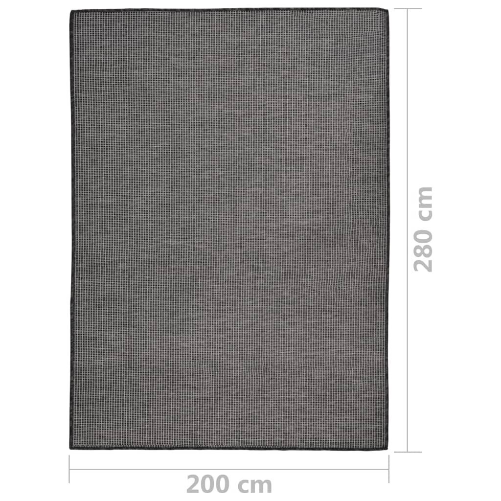 vidaXL Lauko kilimėlis, pilkos spalvos, 200x280cm, plokščio pynimo kaina ir informacija | Kilimai | pigu.lt