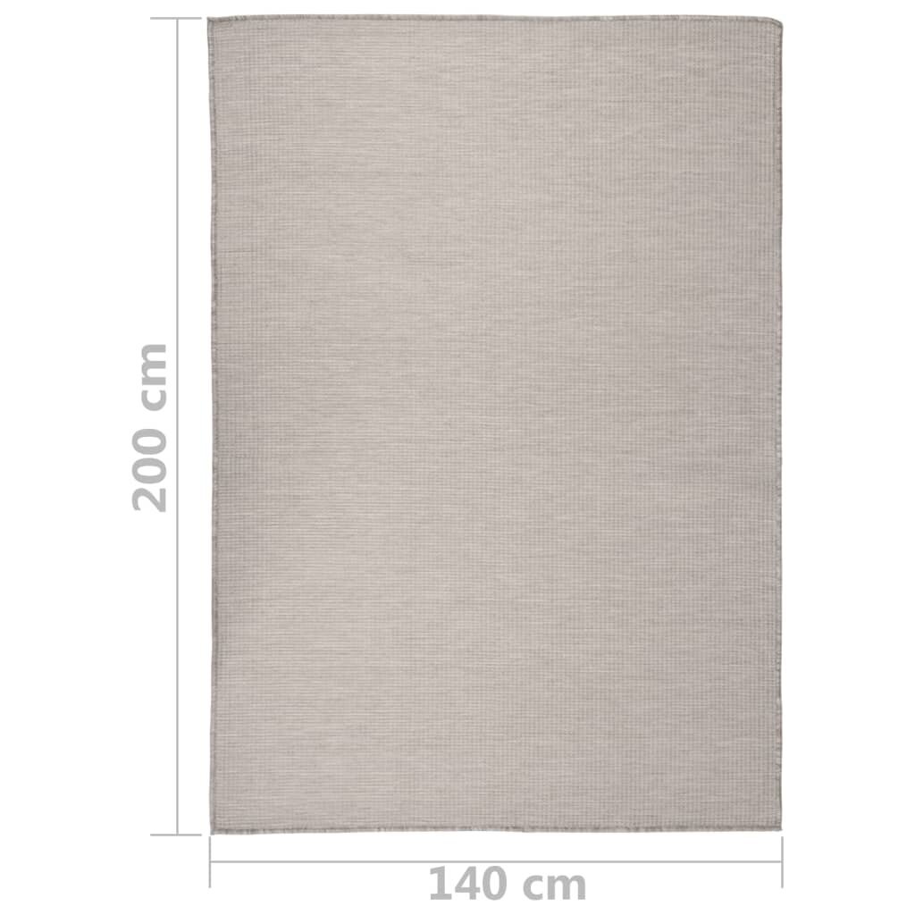 vidaXL Lauko kilimėlis, taupe spalvos, 140x200cm, plokščio pynimo kaina ir informacija | Kilimai | pigu.lt