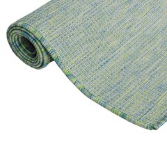 vidaXL Lauko kilimėlis, turkio spalvos, 120x170cm, plokščio pynimo kaina ir informacija | Kilimai | pigu.lt