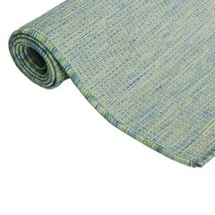 vidaXL Lauko kilimėlis, turkio spalvos, 140x200cm, plokščio pynimo kaina ir informacija | Kilimai | pigu.lt