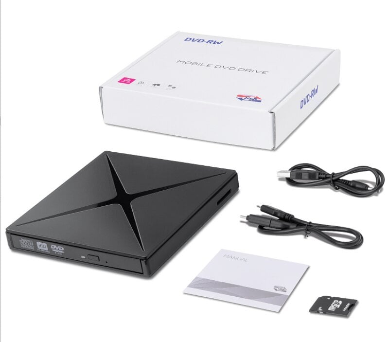 Išorinis nešiojamasis DVD CD RW diskas USB-C USB 3.0 HUB Zenwire 4in1 SD kortelių skaitytuvas цена и информация | Optiniai įrenginiai | pigu.lt