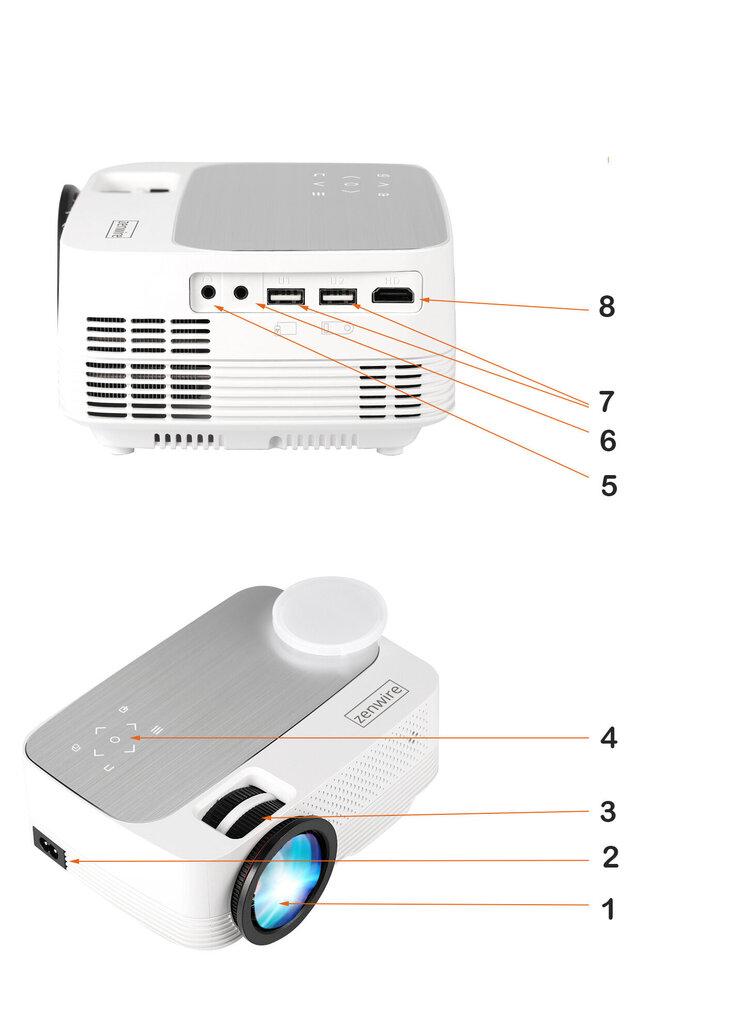 Zenwire Q6 Full HD LED projektorius 720p 4000lm 2000: 1170 colių kaina ir informacija | Projektoriai | pigu.lt