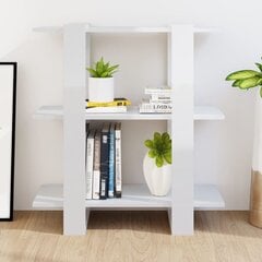 vidaXL Spintelė knygoms/kambario pertvara, balta, 80x30x87cm, blizgi kaina ir informacija | Lentynos | pigu.lt