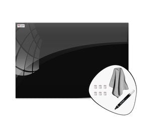 Stiklinė magnetinė lenta 60 x 90 cm + komplektas, juoda цена и информация | Детали интерьера | pigu.lt