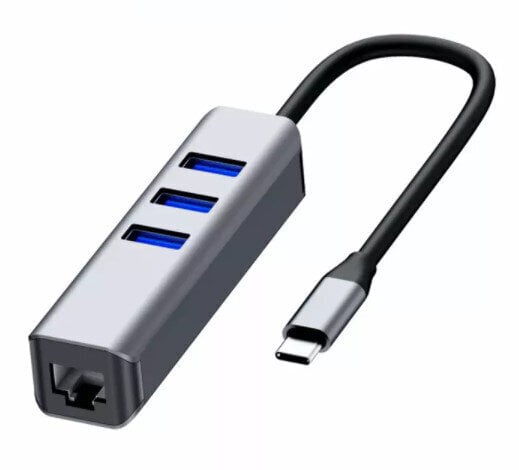 HUB USB-C Ethernet Gigabit RJ45 3x USB 3.0 kaina ir informacija | Adapteriai, USB šakotuvai | pigu.lt