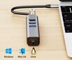 HUB USB-C Ethernet Gigabit RJ45 3x USB 3.0 kaina ir informacija | Adapteriai, USB šakotuvai | pigu.lt