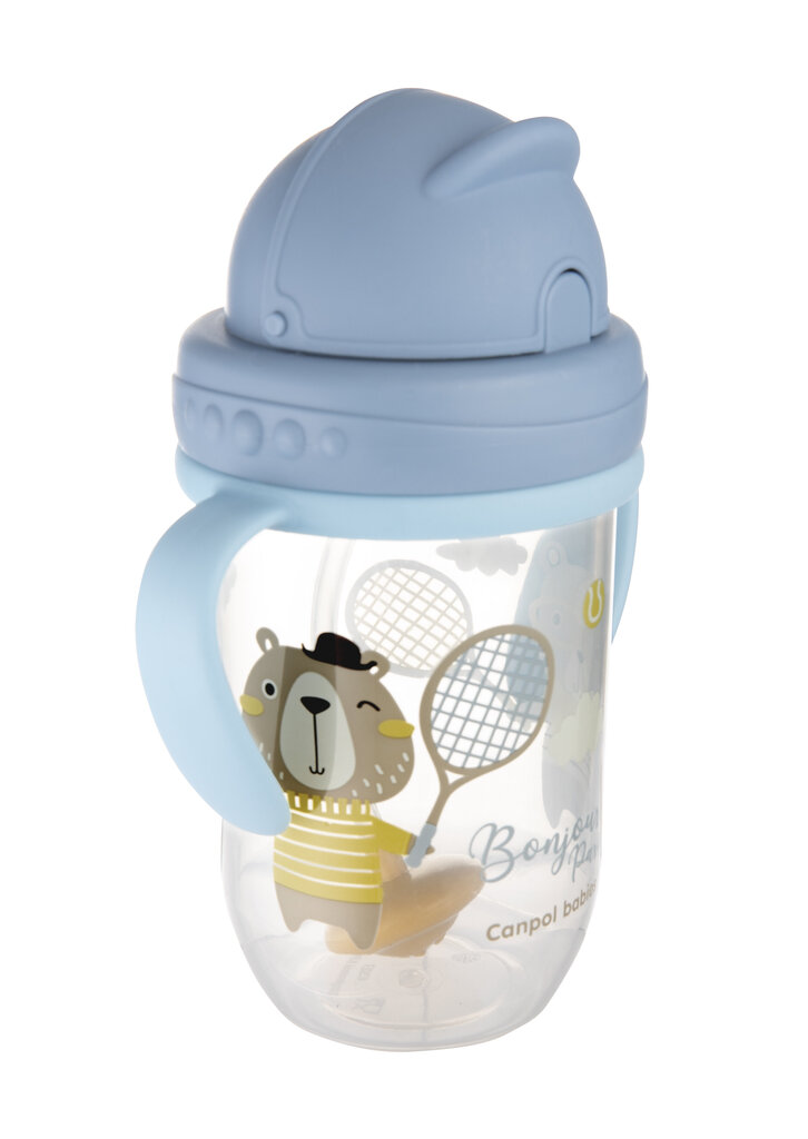 Neišsipilanti gertuvė su šiaudeliu Canpol Babies BONJOUR PARIS, 6 mėn.+, 270 ml, blue, 56/607_blu цена и информация | Buteliukai kūdikiams ir jų priedai | pigu.lt