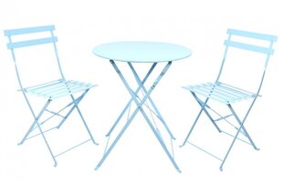 bistro set 70,2 x 59,8 cm steel blue 3-piece - цена и информация | Комплекты уличной мебели | pigu.lt