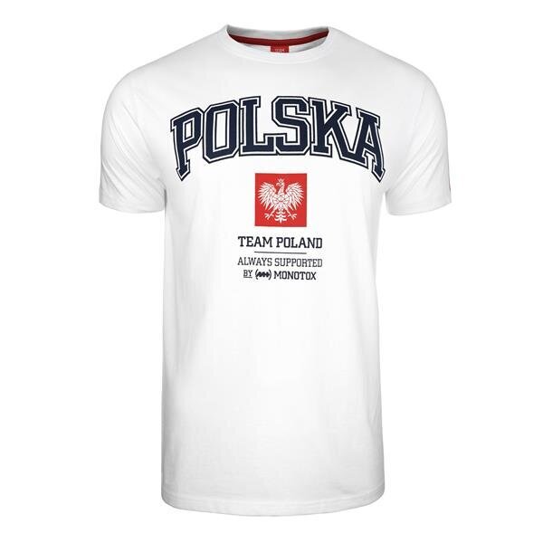 Marškinėliai vyrams Monotox Polska College, balti цена и информация | Vyriški marškinėliai | pigu.lt