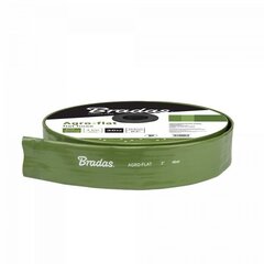 Плоский шланг для воды Bradas AGRO-FLAT PVC, W.P.6 / B.P.18 Bar, 1 1/2"- 50m, Green цена и информация | Оборудование для полива | pigu.lt