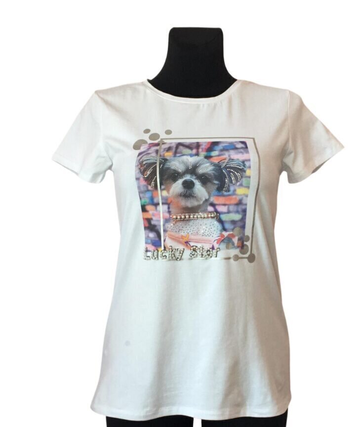 Medvilniniai marškinėliai moterims, balti цена и информация | Marškinėliai moterims | pigu.lt